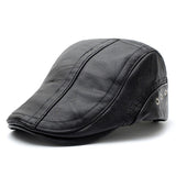 Leather Golf Beret Cap Adjustable Hats Men  Flat Cabbie Newsboy