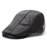 Leather Golf Beret Cap Adjustable Hats Men  Flat Cabbie Newsboy