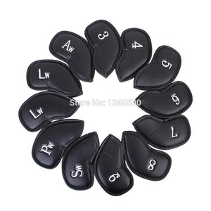 12pcs Iron set Black Artificial Leather Head Covers