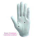 2 Pack Cabretta Leather White Soft Women Golf Gloves with Ball Marker Left or Right Hand