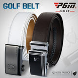 PGM Belt Men's Top Layer Leather Sliding Alloy Buckle 35.5mm Wide Ratchet