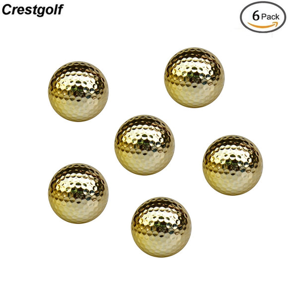 CRESTGOLF 6PCS Two Layer Golden Golf Balls