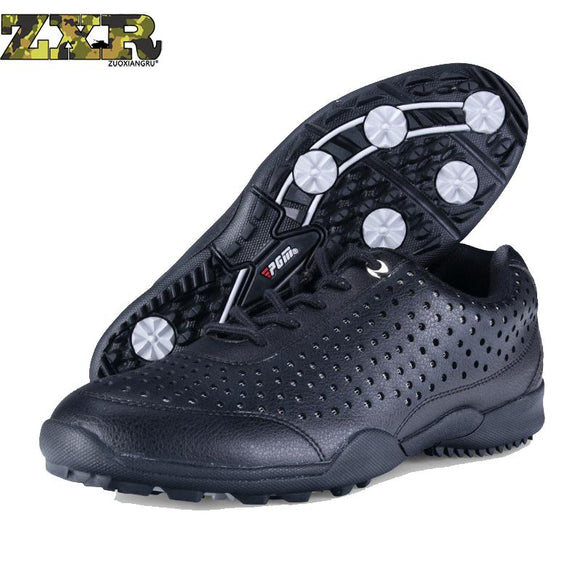 Men Golf Shoes New Breathable Waterproof  No Spikes Microfiber Leather