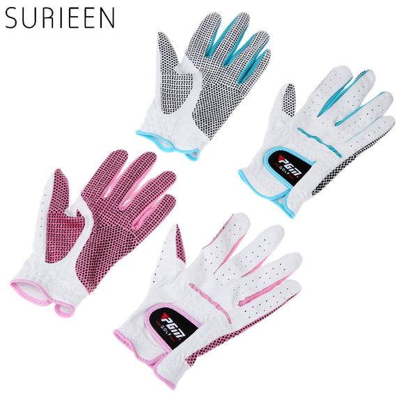 SURIEEN 1 pair Cabretta Leather Women Golf Gloves Breathable Soft Sport Gloves Non-Slip