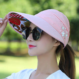 Golf cap Lady Summer Travel Folding Hat Anti-ultraviolet Cotton Flower Girl