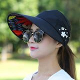 Golf cap Lady Summer Travel Folding Hat Anti-ultraviolet Cotton Flower Girl