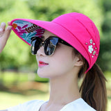 Golf cap Lady Summer Travel Folding Hat Anti-ultraviolet Cotton Flower Girl