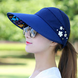 Golf cap Lady Summer Travel Folding Hat Anti-ultraviolet Cotton Flower Girl