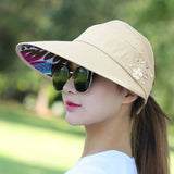 Golf cap Lady Summer Travel Folding Hat Anti-ultraviolet Cotton Flower Girl