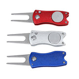 Foldable Golf Divot Tool with Ball Marker